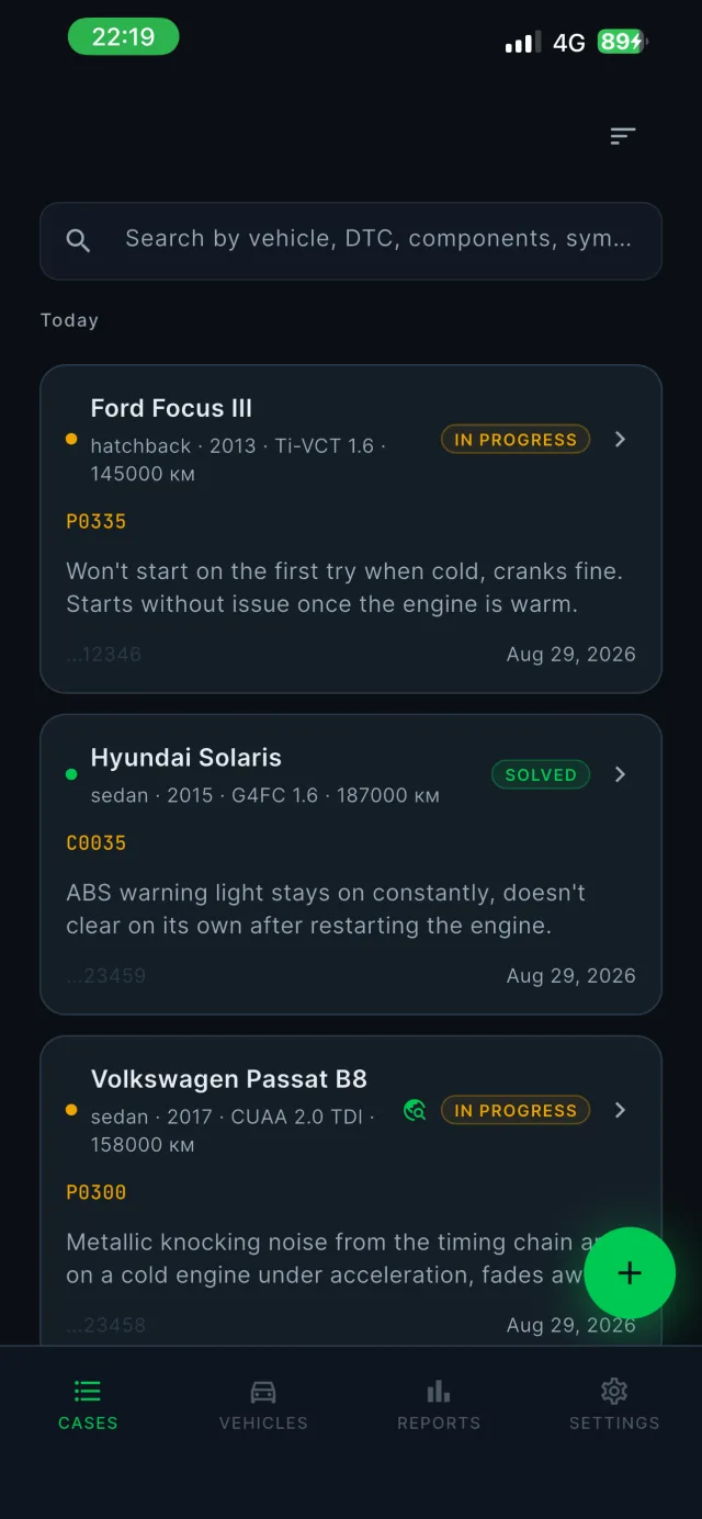 CASE — diagnostic case list