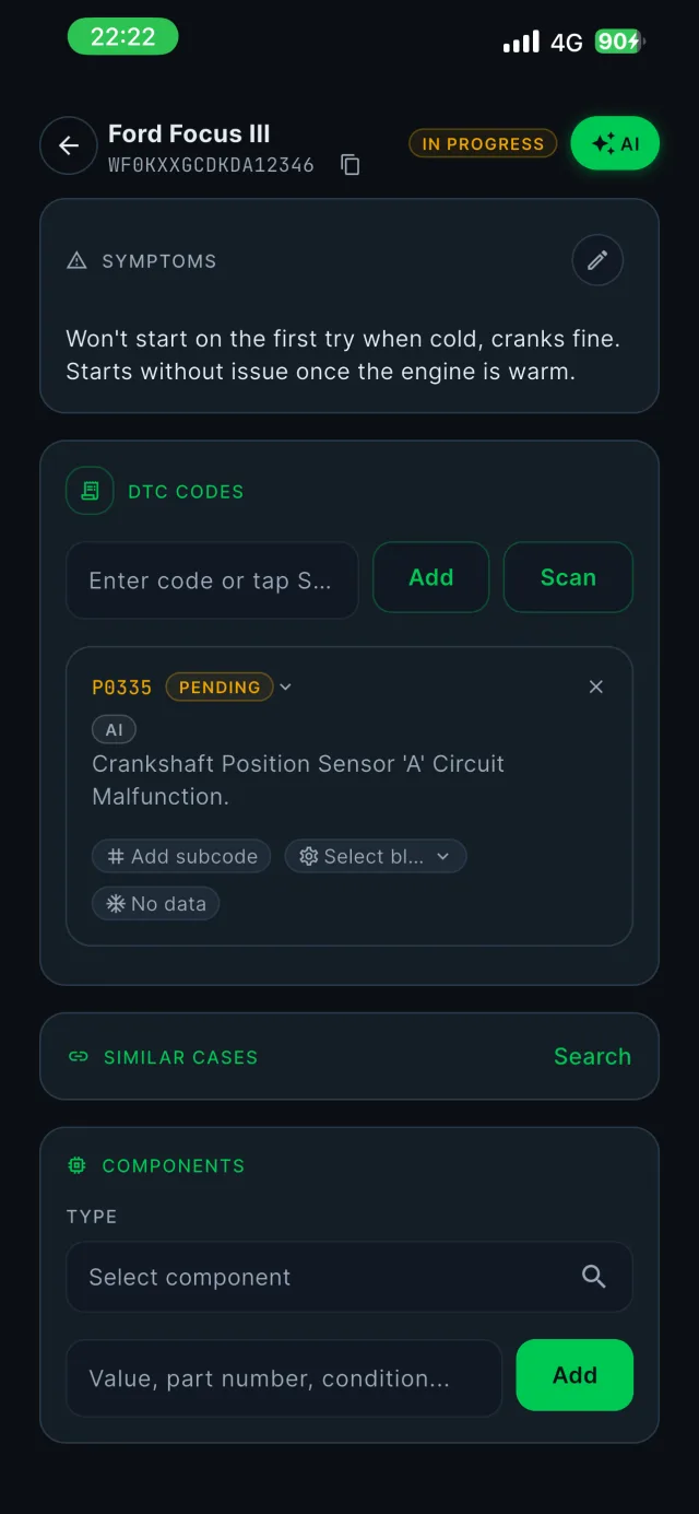 AI-decoded DTC code